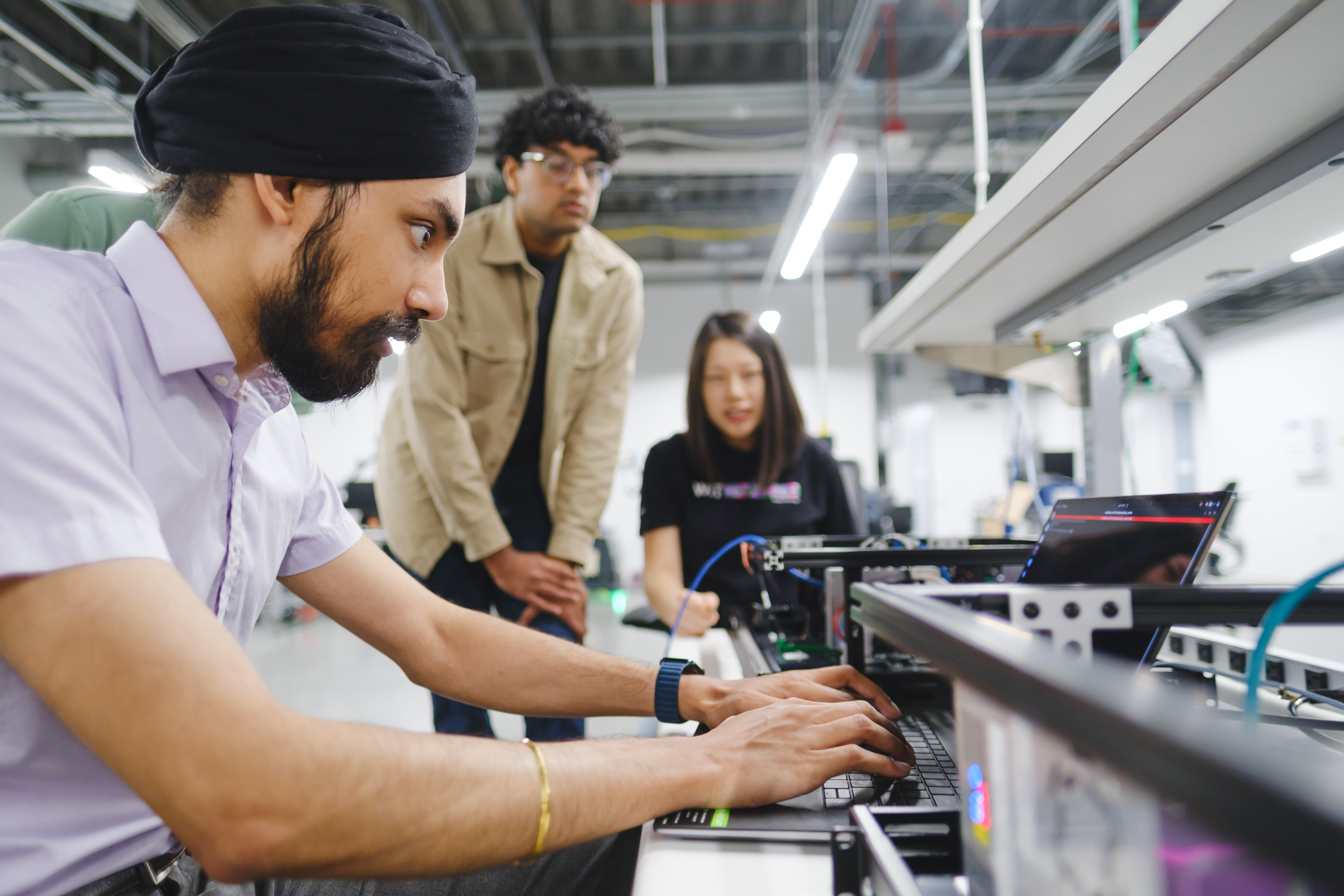 people working in lab